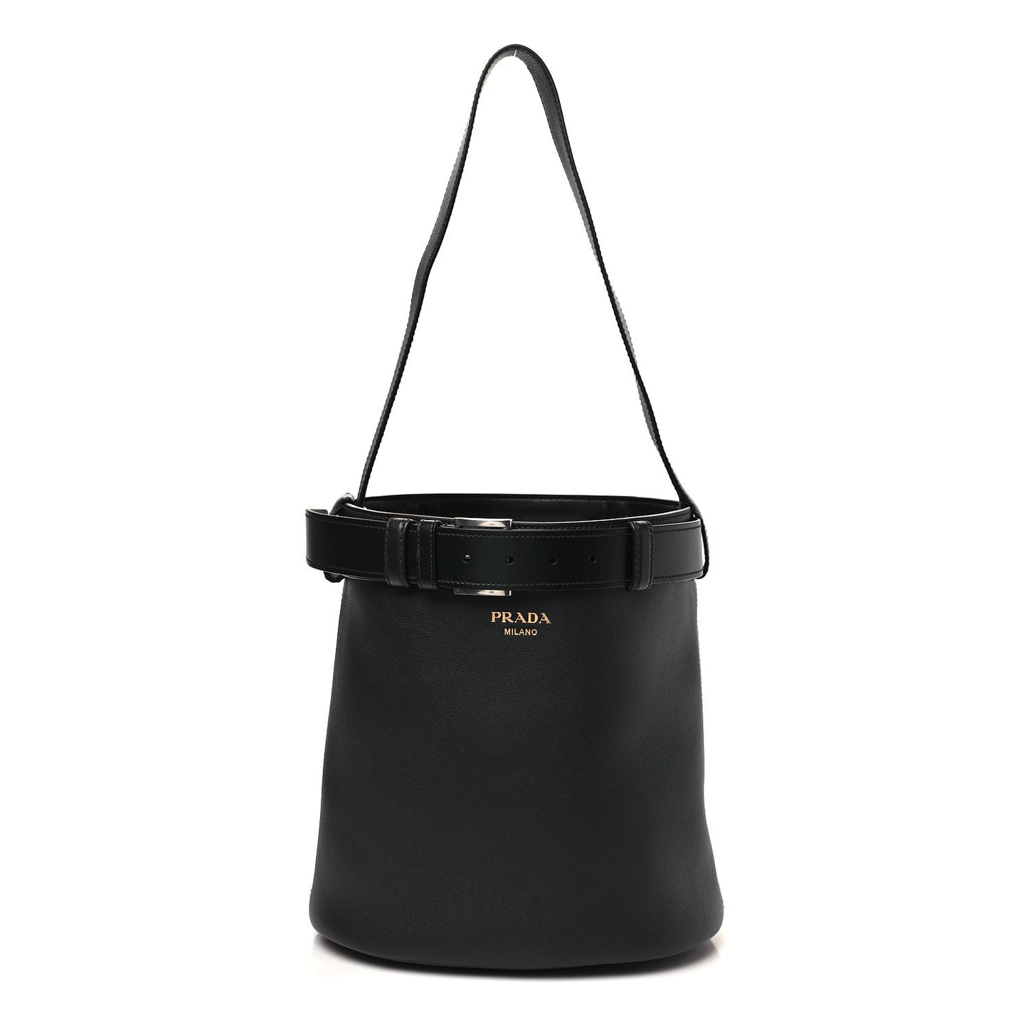 Soft Grained Vitello Daino Secchiello Bucket Bag Black