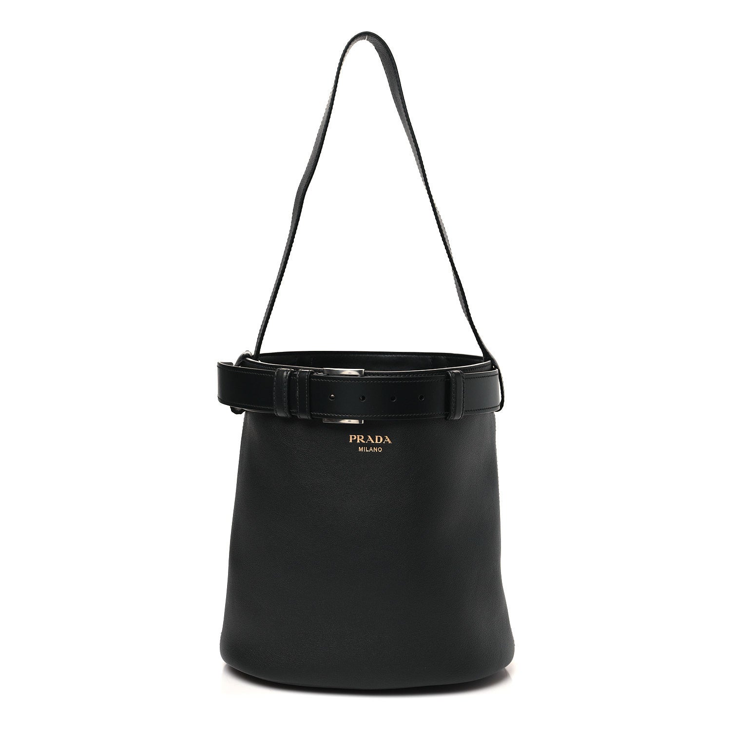 Prada Soft Grained Vitello Daino Secchiello Bucket Bag Black 1 of 9
