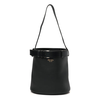 Prada Soft Grained Vitello Daino Secchiello Bucket Bag Black 1 of 9