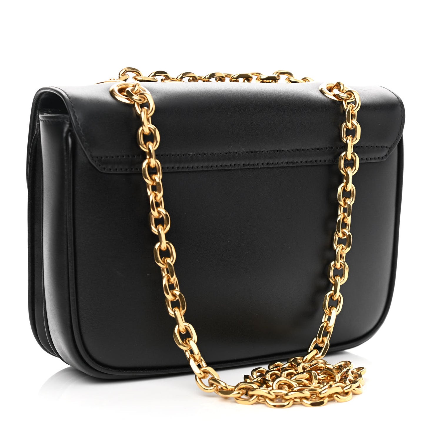 Shiny Calfskin Small C Bag Black