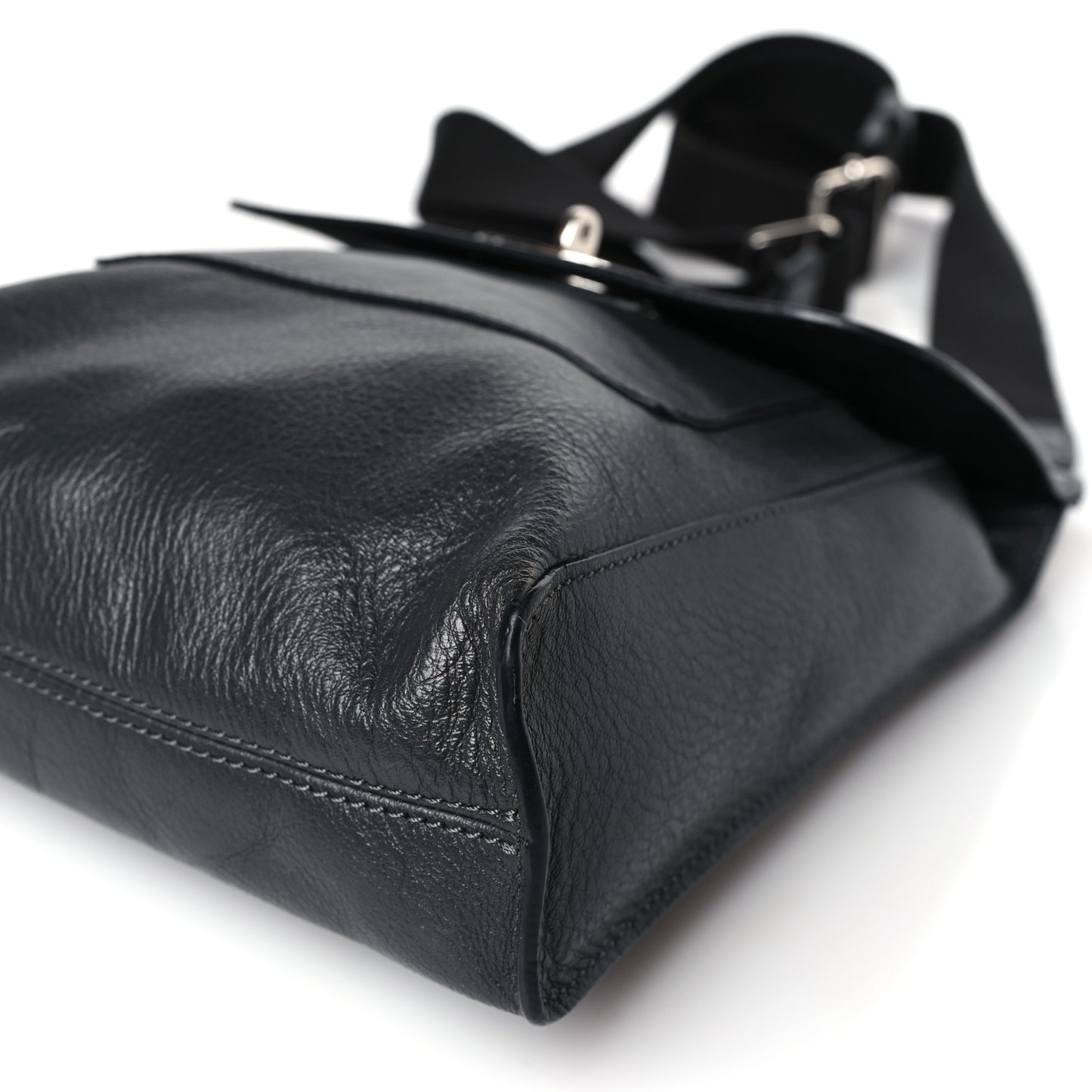 Natural Grain Calfskin Antony Messenger Crossbody Black