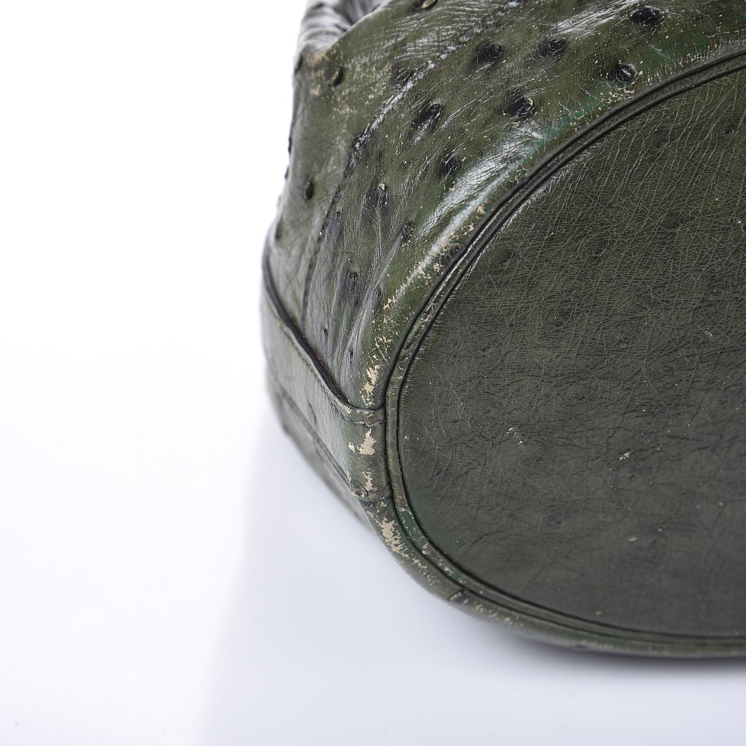 Hermes Ostrich Market Drawstring Bag 28 Vert Olive 12 of 15
