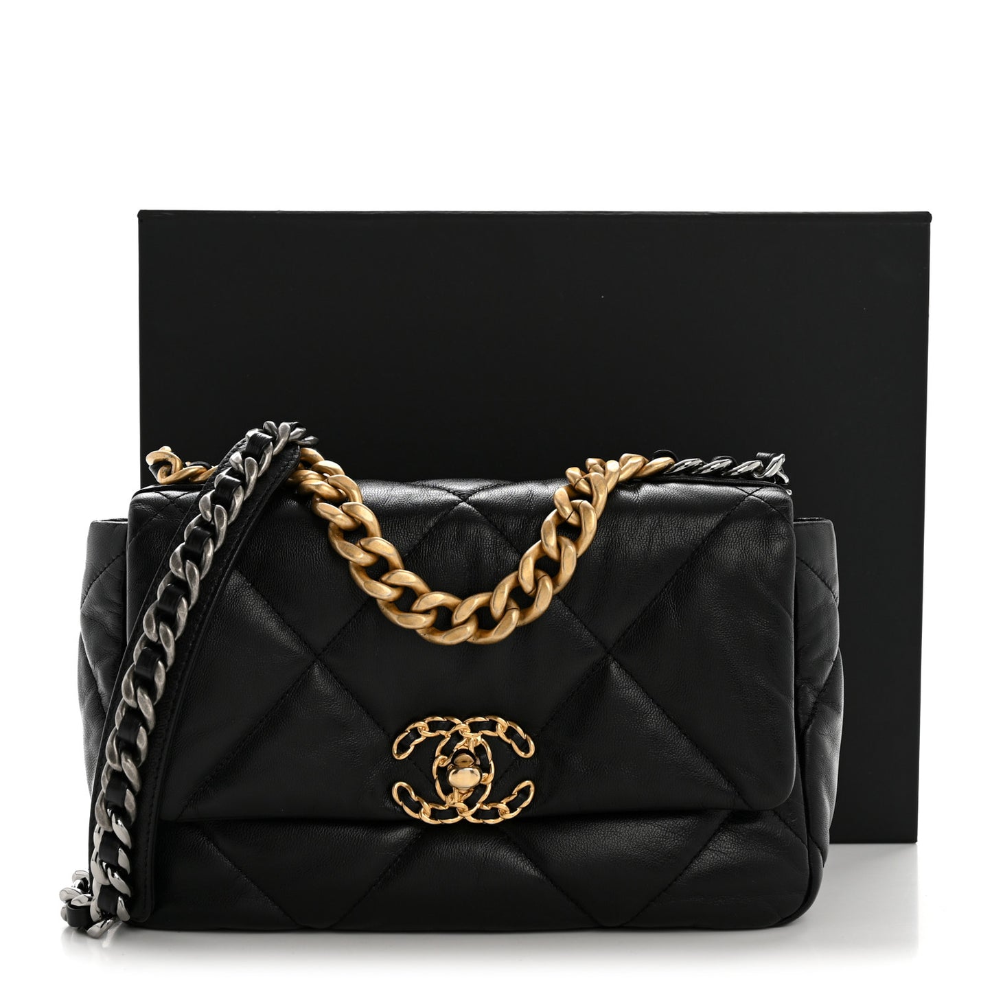 Goatskin Quilted Medium Chanel 19 Flap Black
