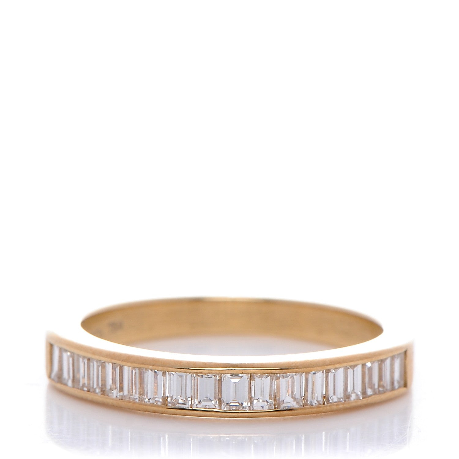 Tiffany 18K Yellow Gold Diamond 3mm Half Circle Channel Set Band Ring 7 1 of 6