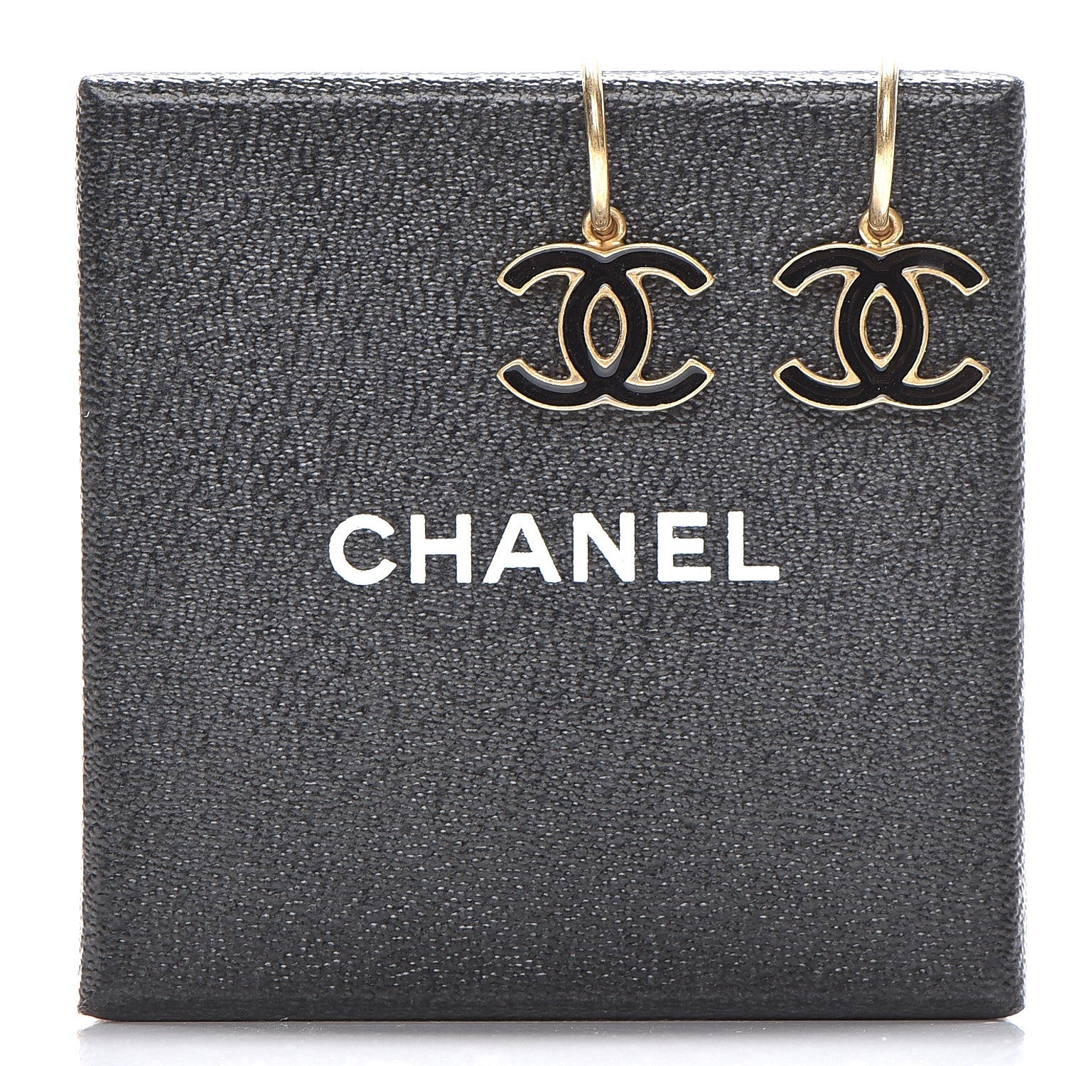Chanel Enamel CC Dangle Earrings Gold Black 5 of 5