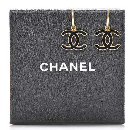 Chanel Enamel CC Dangle Earrings Gold Black 5 of 5