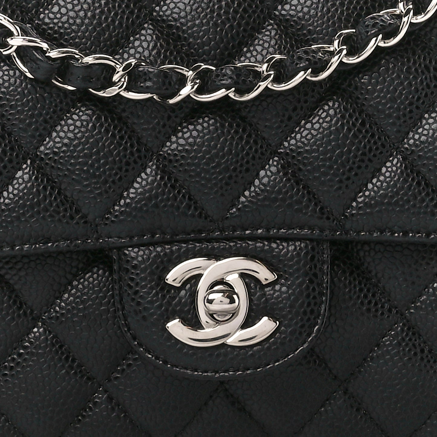 Caviar Quilted Medium Double Flap Black