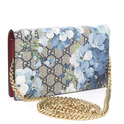 Gucci GG Supreme Monogram Blooms Chain Wallet Blue 2 of 9