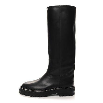 Jimmy Choo Soft Calfskin Yomi Flat Knee High Boots 37.5 Black 1 of 7