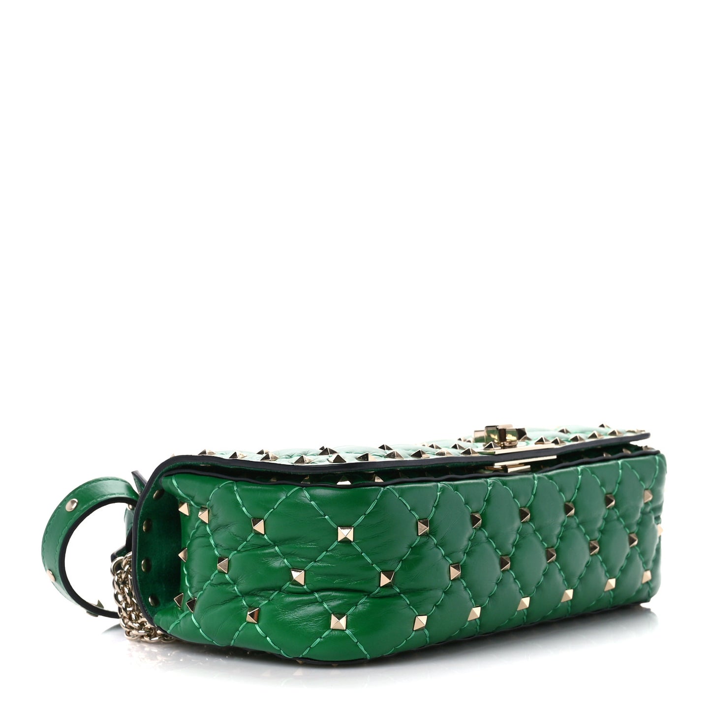 Calfskin Rockstud Spike Convertible Shoulder Bag Gea Green