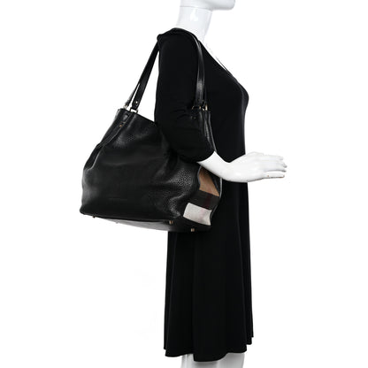 Burberry Grainy Calfskin House Check Medium Maidstone Black 2 of 17