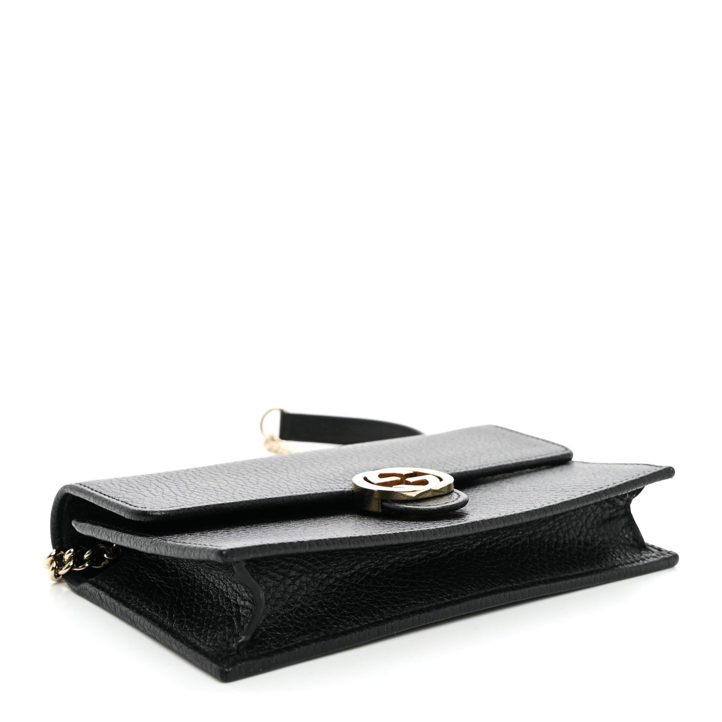 Dollar Calfskin Interlocking G Chain Wallet Black