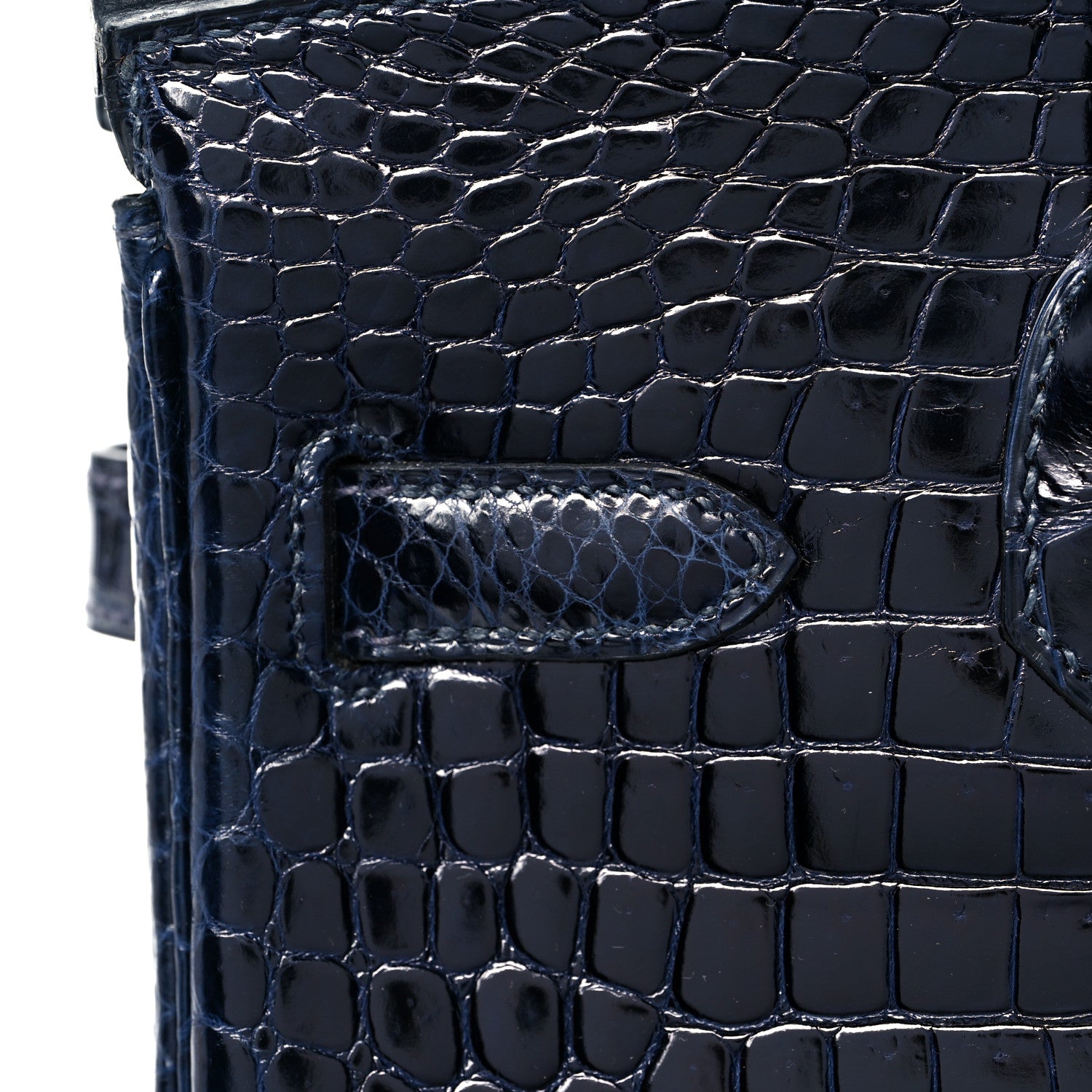 Hermes Shiny Porosus Crocodile Birkin 30 Bleu Marine 13 of 35