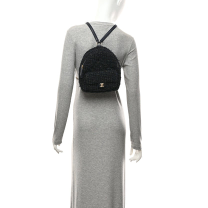 Chanel Tweed Front Pocket Backpack Navy 2 of 10