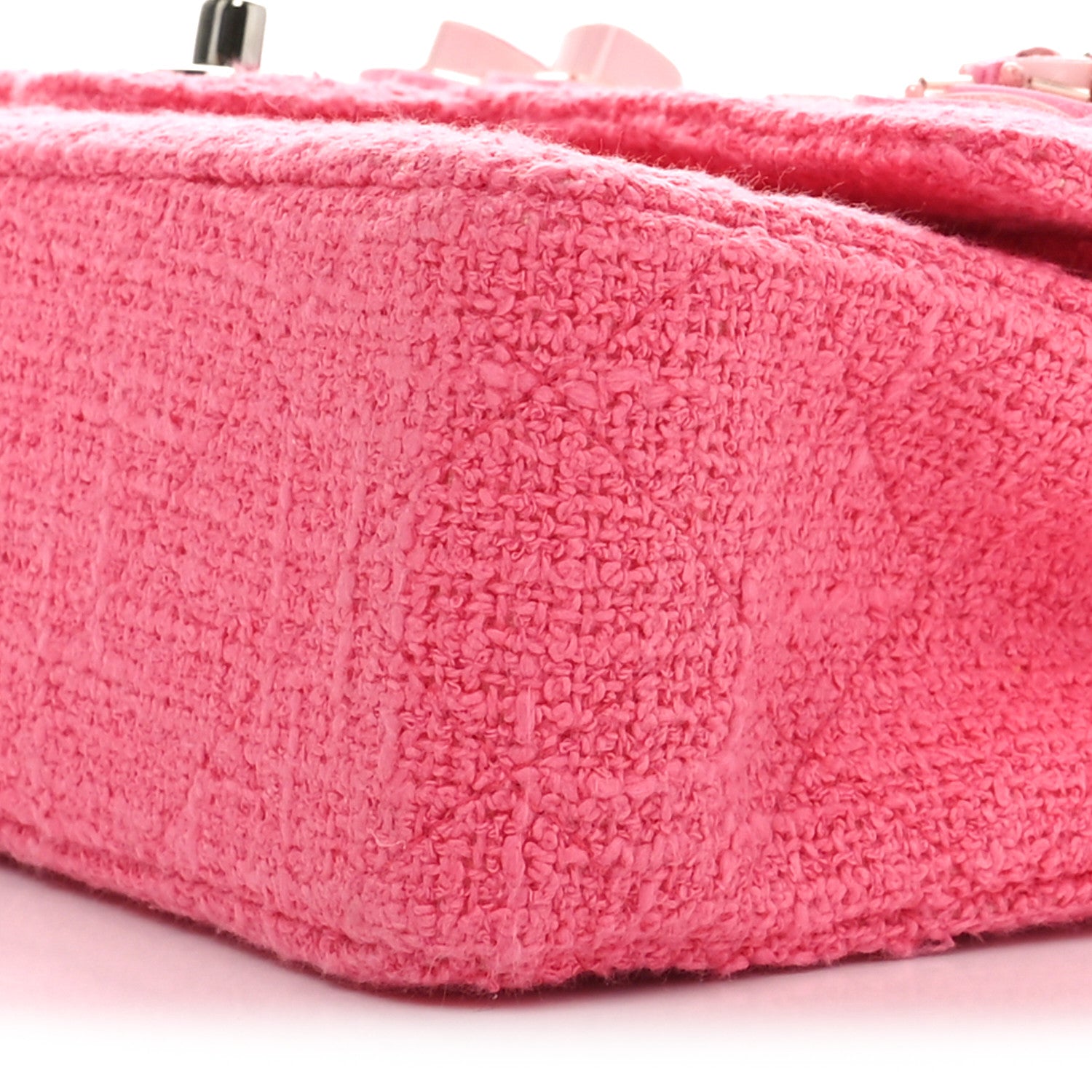 Chanel Tweed Crystal Bead Flower Embellished Quilted Medium Double Flap Pink 10 of 10