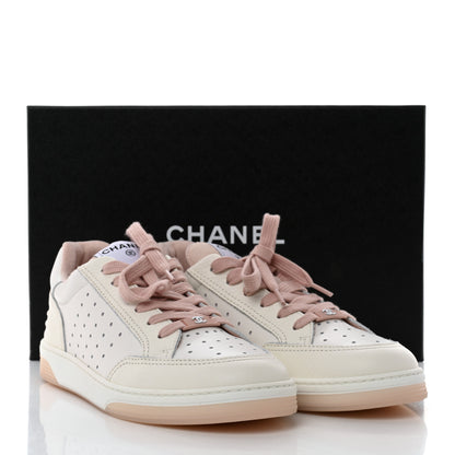 Chanel Grained Calfskin Fabric Womens Logo Sneakers 40 White Light Pink 10 of 10