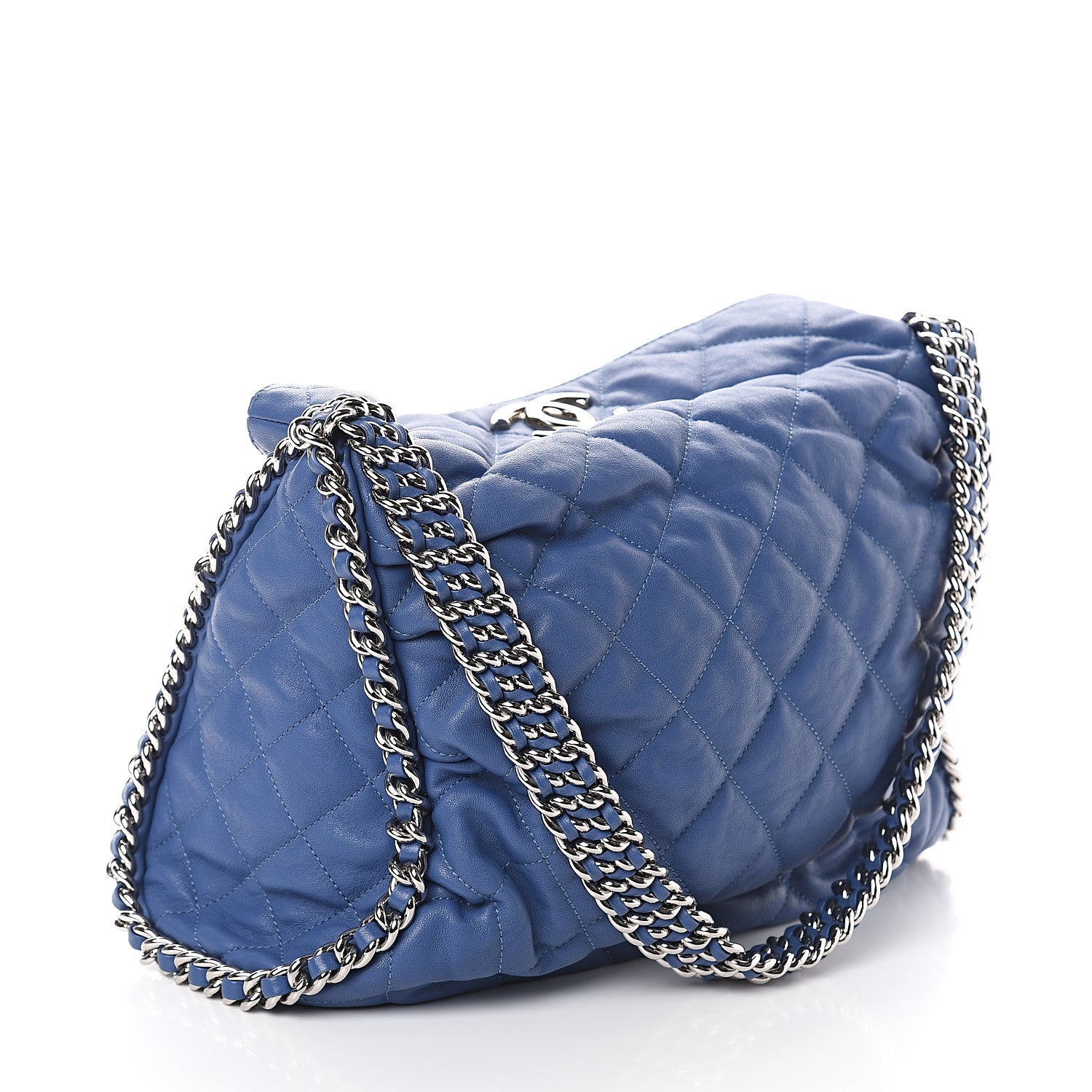 Chanel Washed Lambskin Chain Around Hobo Blue 2 of 9