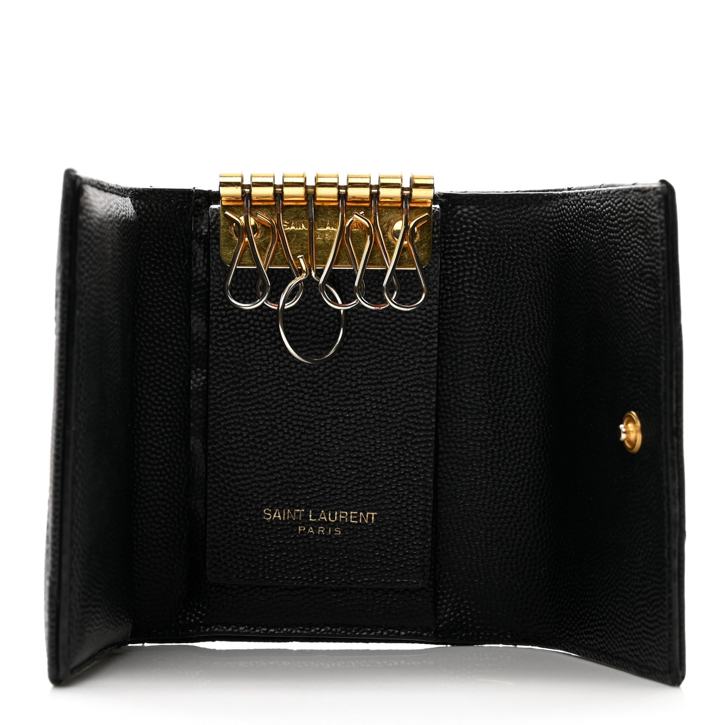 Grain de Poudre Matelasse Cassandre Monogram Slim Key Case Black