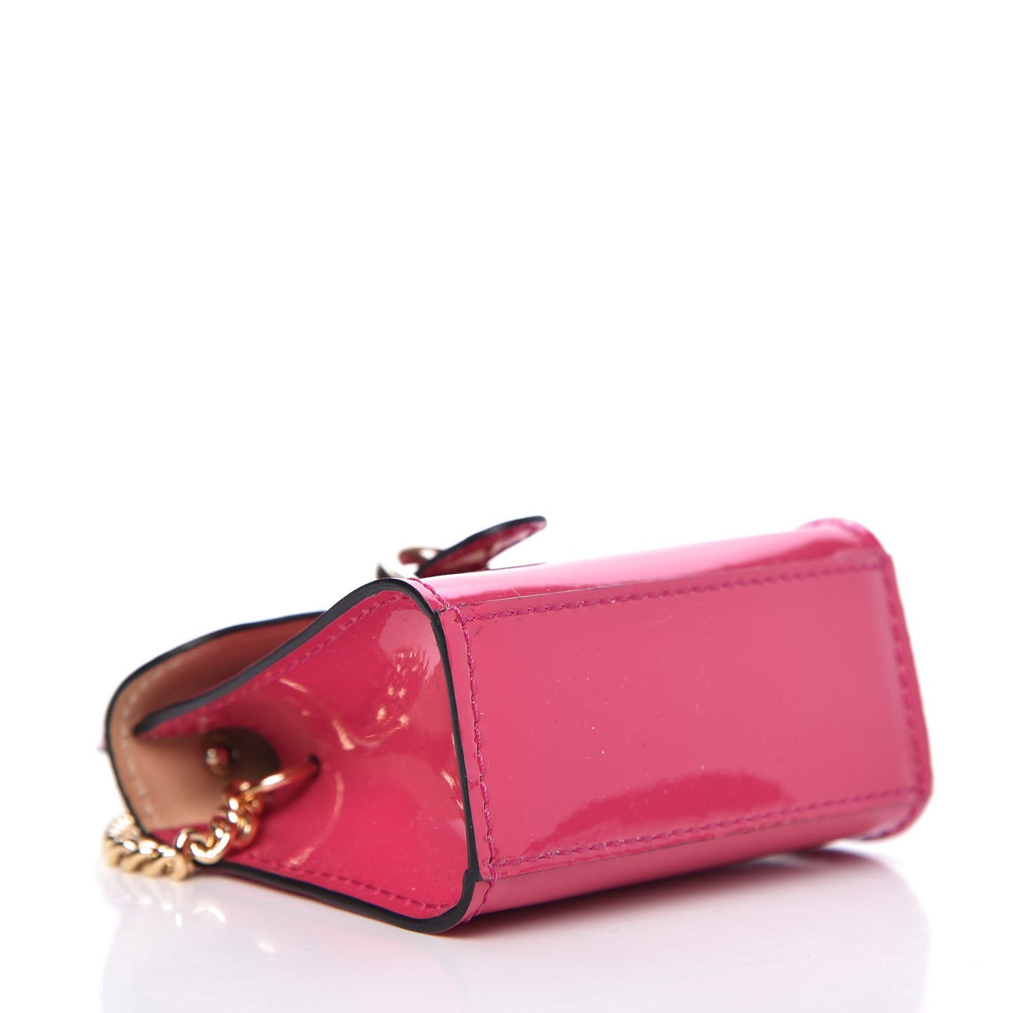 Patent Calfskin Mini Brillant Bag Charm Fuchsia