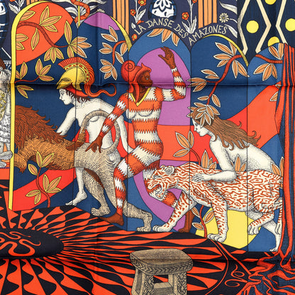 Hermes Silk La Danse Des Amazones Scarf 90 Marine Rouge Violet 2 of 4