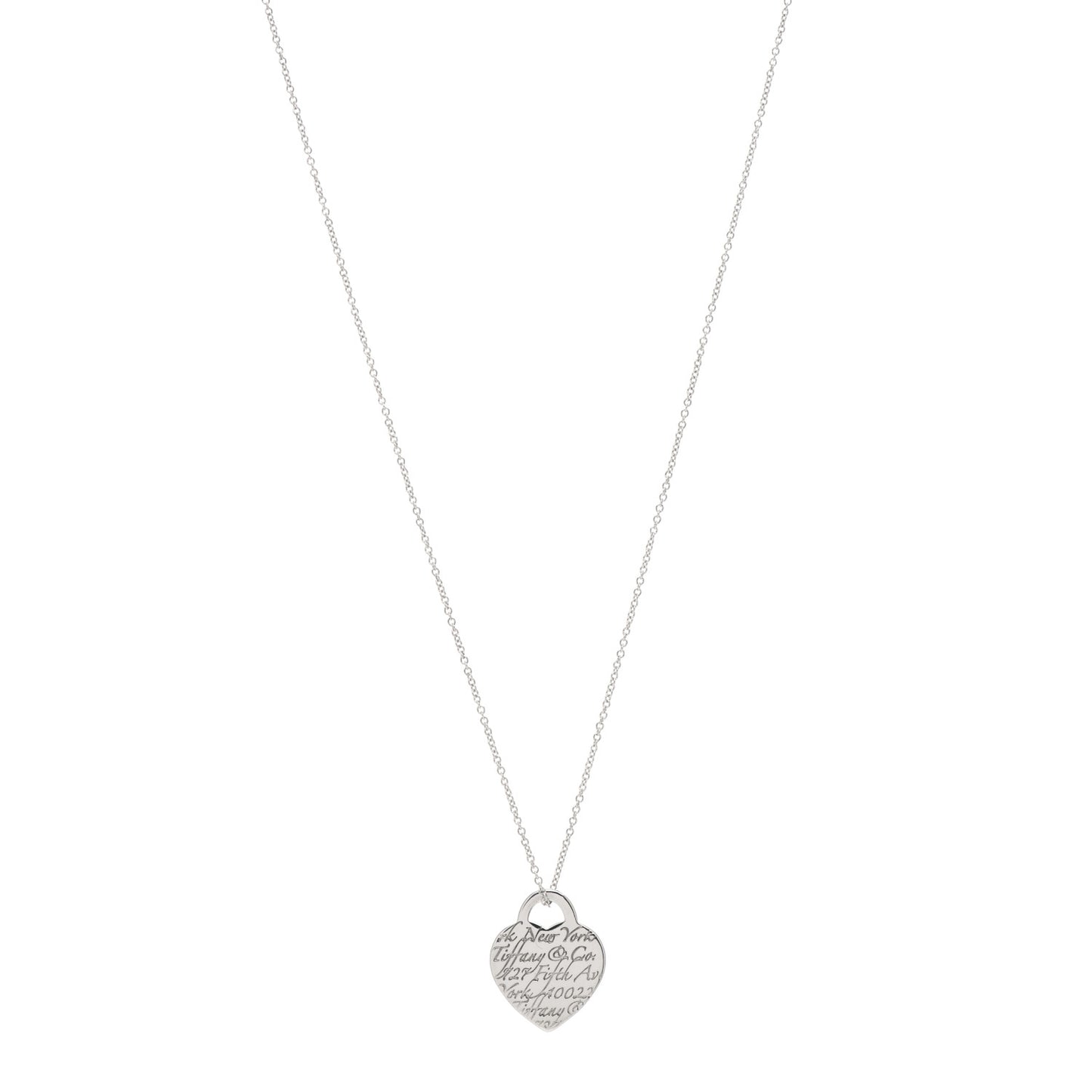 Sterling Silver Notes Heart Tag Charm Necklace