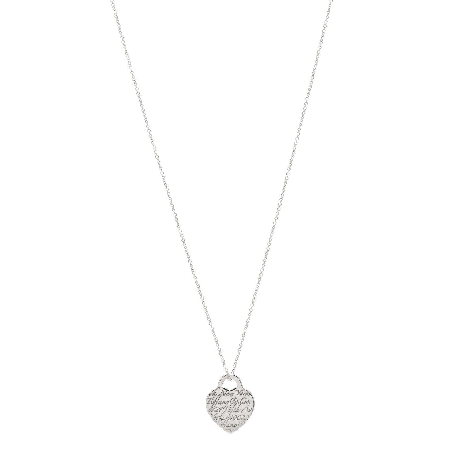 Tiffany Sterling Silver Notes Heart Tag Charm Necklace 1 of 6