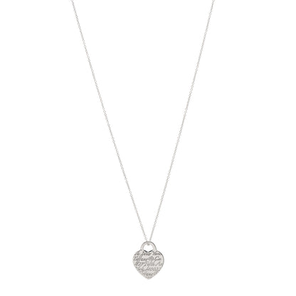 Tiffany Sterling Silver Notes Heart Tag Charm Necklace 1 of 6