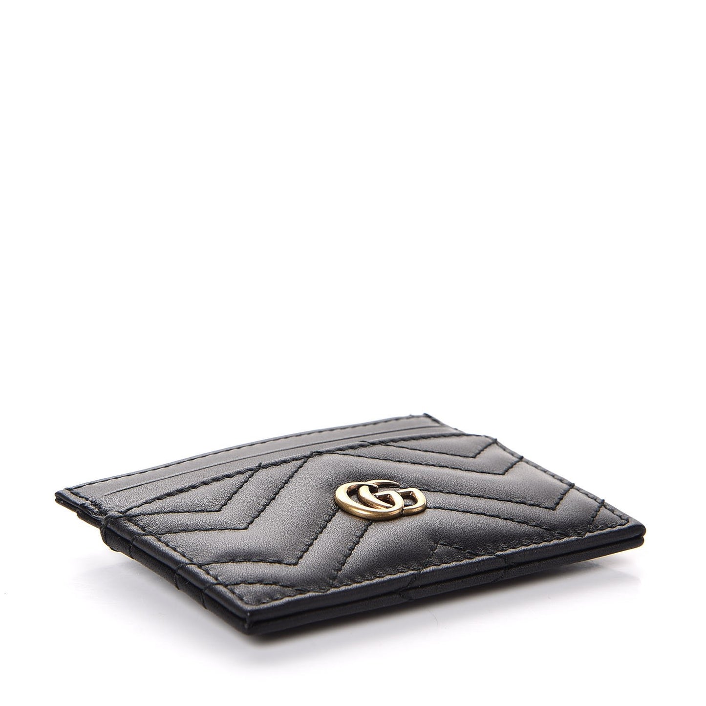 Calfskin Matelasse GG Marmont Card Holder Black