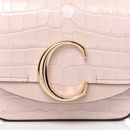 Chloe Calfskin Crocodile Embossed Mini C Double Carry Cement Pink 9 of 9