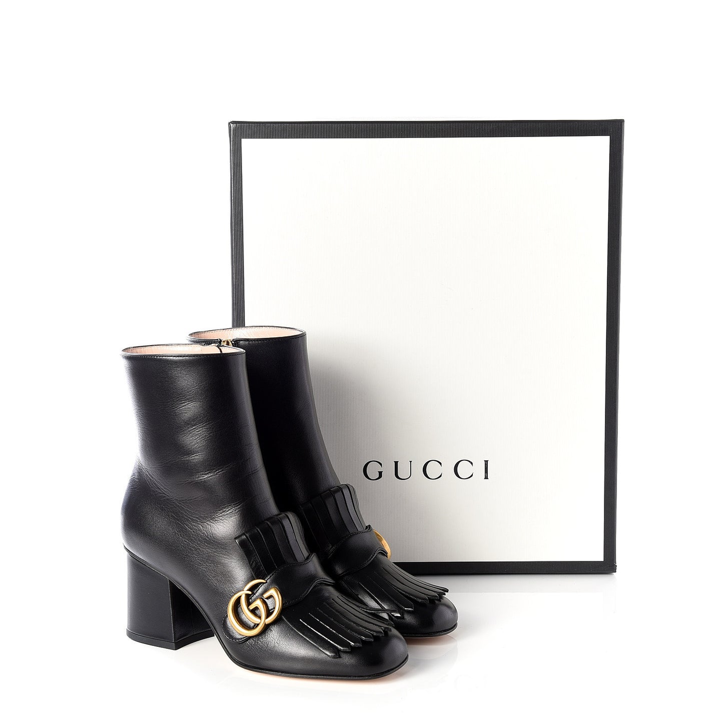 Malaga Kid GG Marmont Fringe 75mm Ankle Boots 36 Black