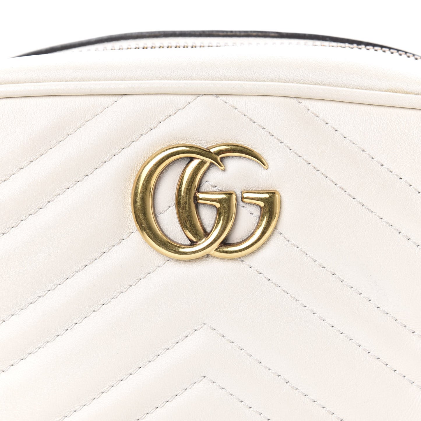 Calfskin Matelasse Mini GG Marmont Chain Shoulder Bag White
