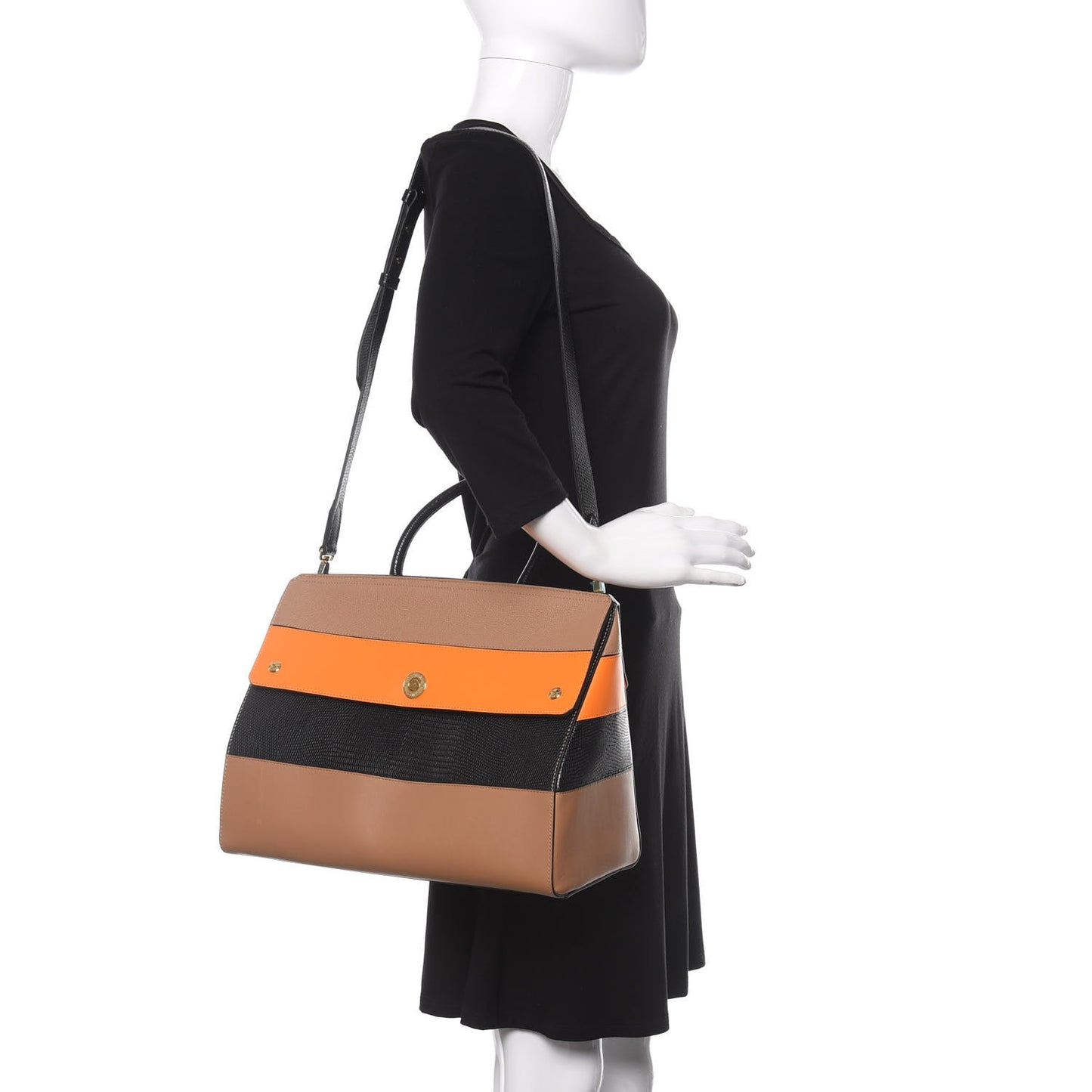 Calfskin Paneled Medium Elizabeth Tote Brown