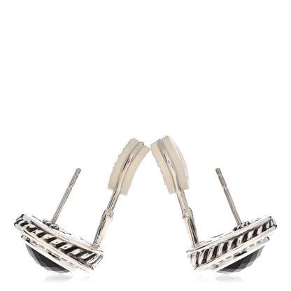 David Yurman Sterling Silver Diamond Black Onyx 11mm Albion Earrings 3 of 4