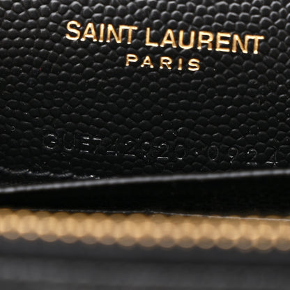 Saint Laurent Grain De Poudre Matelasse Chevron Monogram Envelope Chain Wallet Black 8 of 12