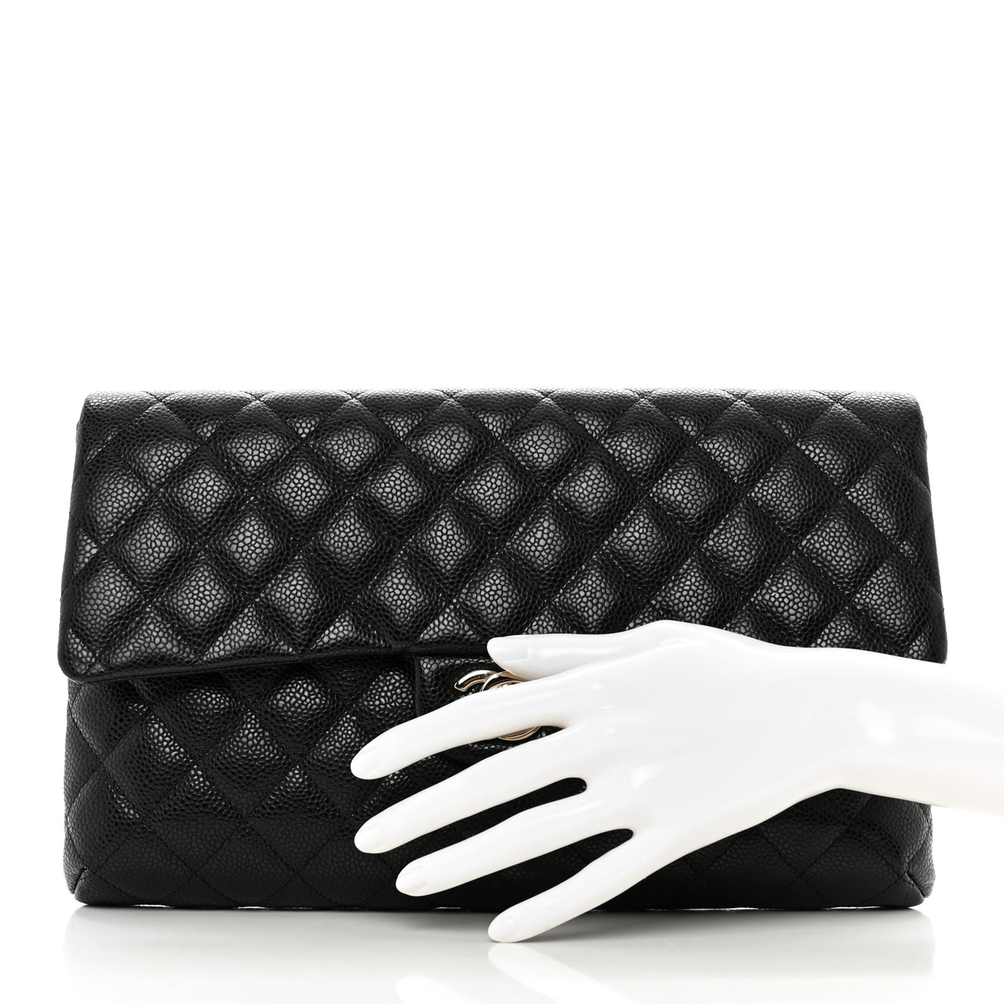 Caviar Quilted Flap Clutch Black