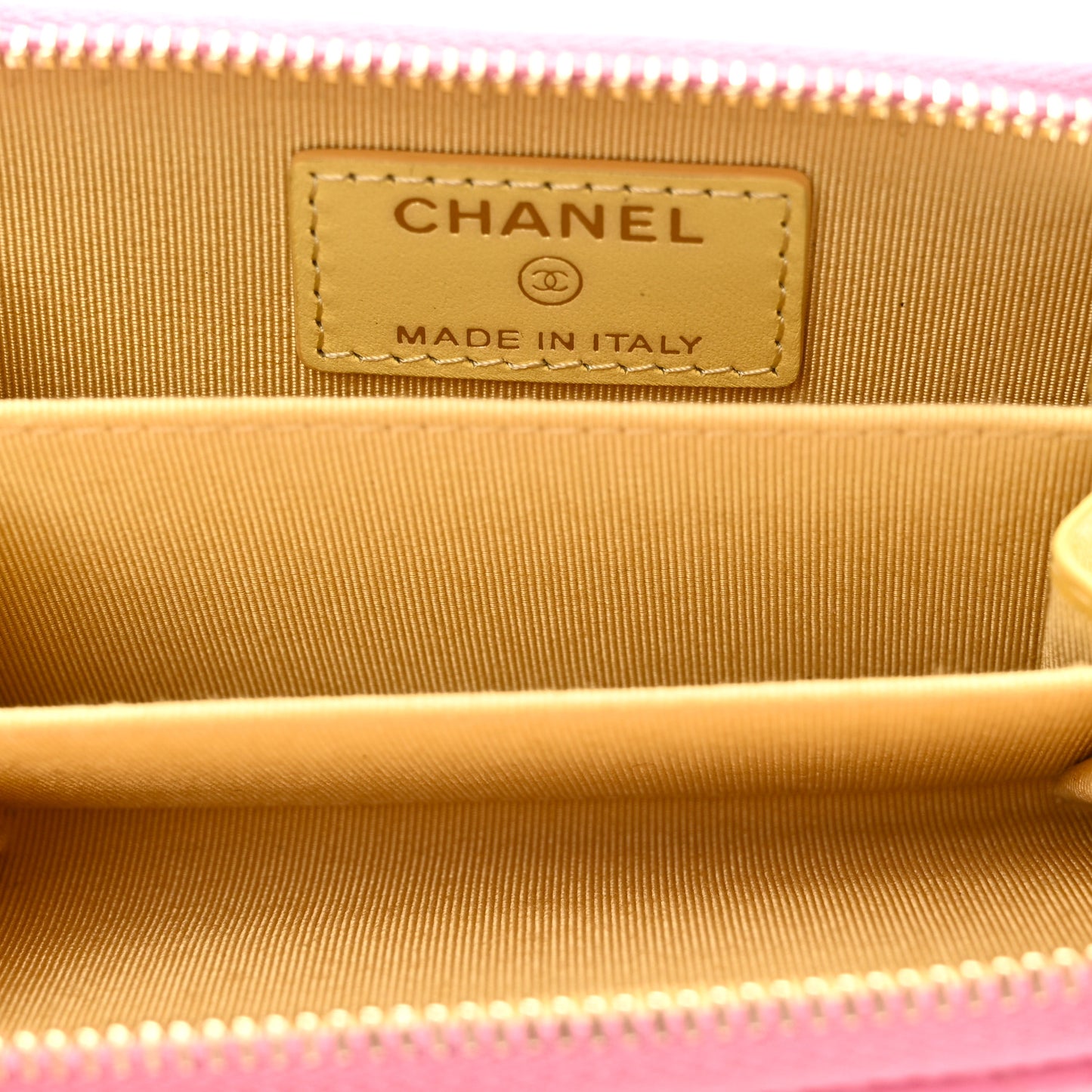 Lambskin Quilted Zip Around Coin Purse Wallet Pink Yellow