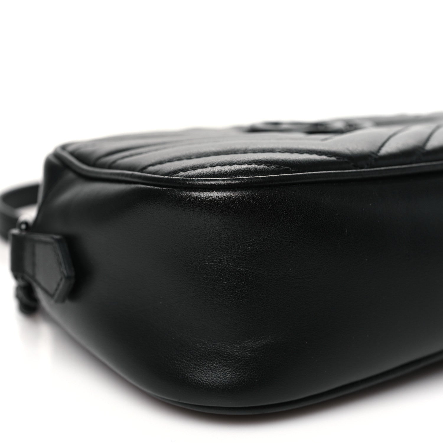 Gucci Calfskin Matelasse Monochrome Small GG Marmont Chain Shoulder Bag Black 9 of 10