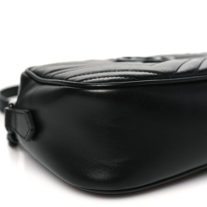 Gucci Calfskin Matelasse Monochrome Small GG Marmont Chain Shoulder Bag Black 9 of 10