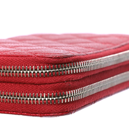 Chanel Caviar Quilted Gusset Double Zip Around Wallet Red 10 of 16