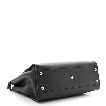 Fendi Vitello Seta Shiny Nappa Medium Peekaboo Iconic Satchel Blue Notte Ardesia 4 of 11