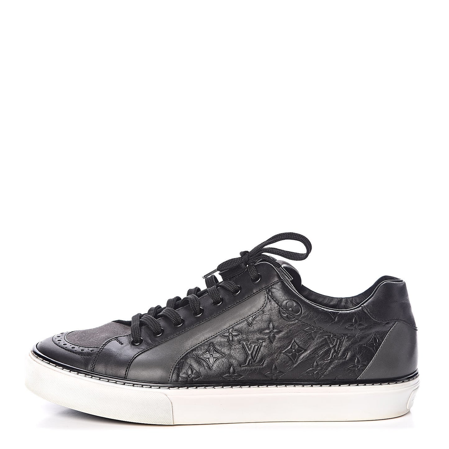 Calfskin Embossed Monogram Street Sneakers 8 Black