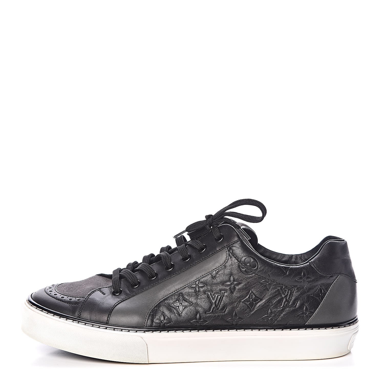 Louis Vuitton Calfskin Embossed Monogram Street Sneakers 8 Black 1 of 10