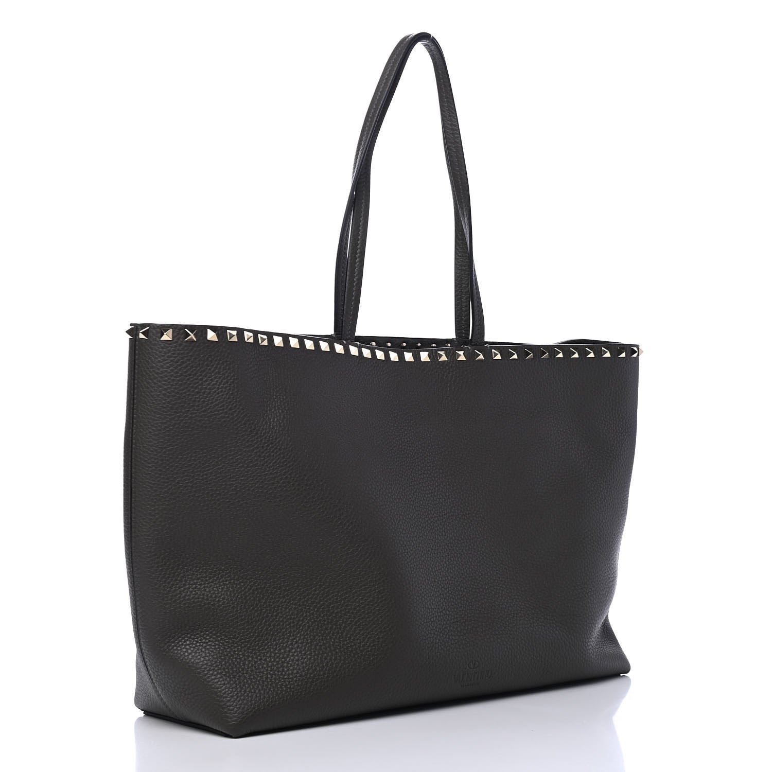 Valentino Garavani Grained Calfskin Rockstud Shoulder Tote Graphite 2 of 4