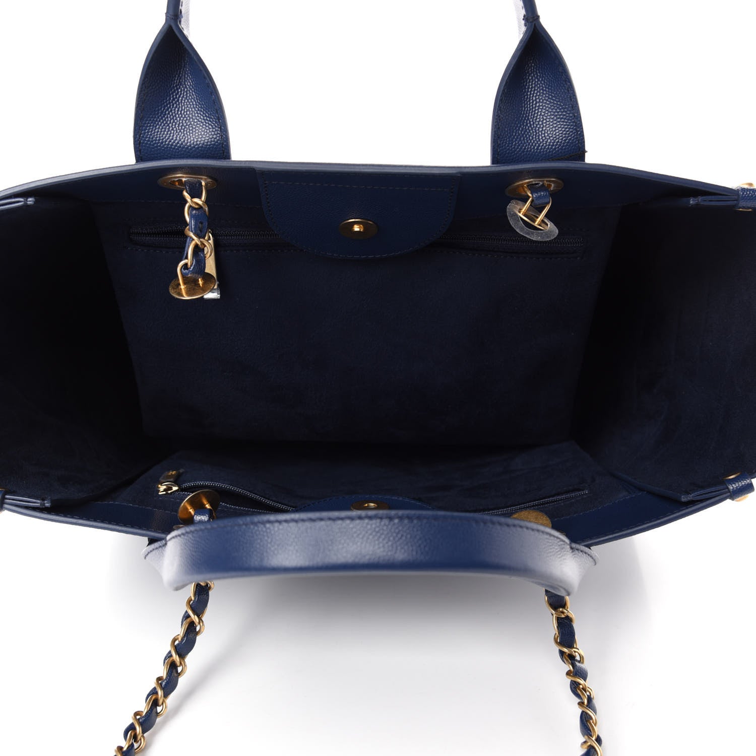 Chanel Caviar Small Studded Deauville Tote Navy 6 of 11