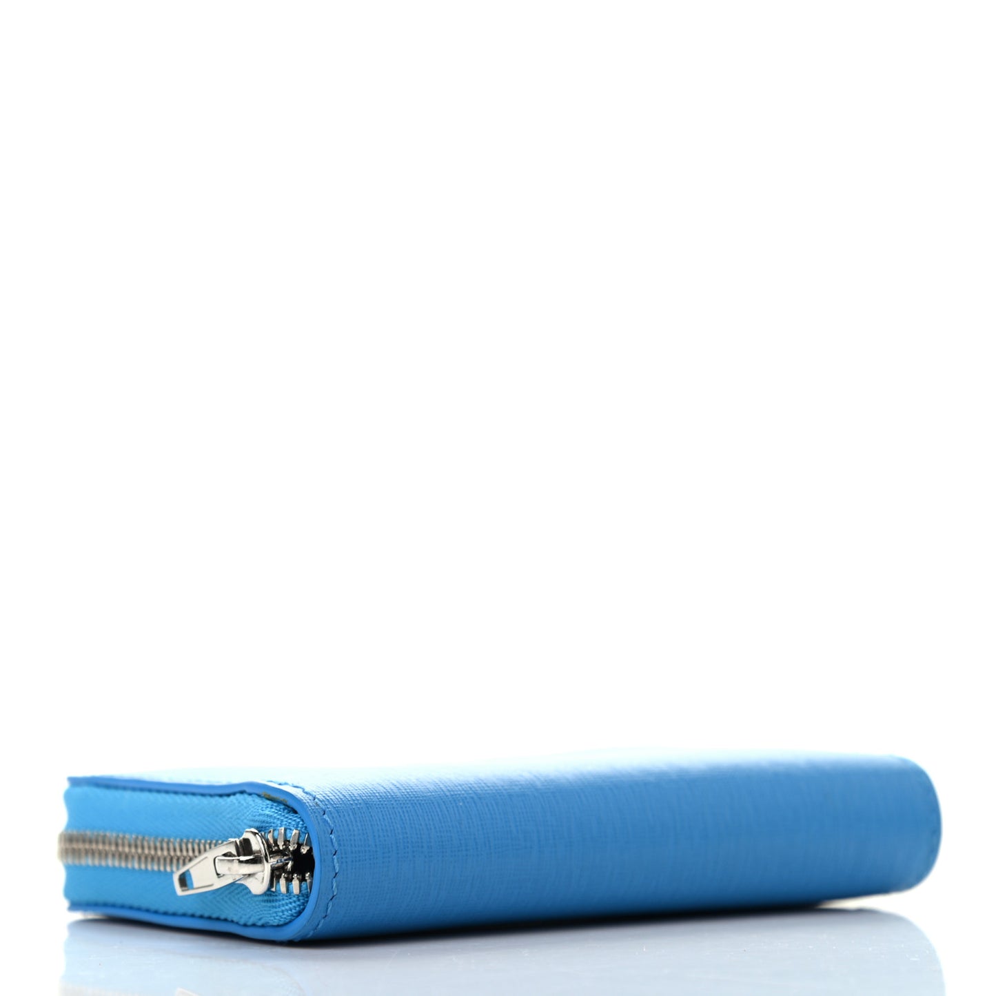 Striped Calfskin Essential Zip Around Card Case Bleu