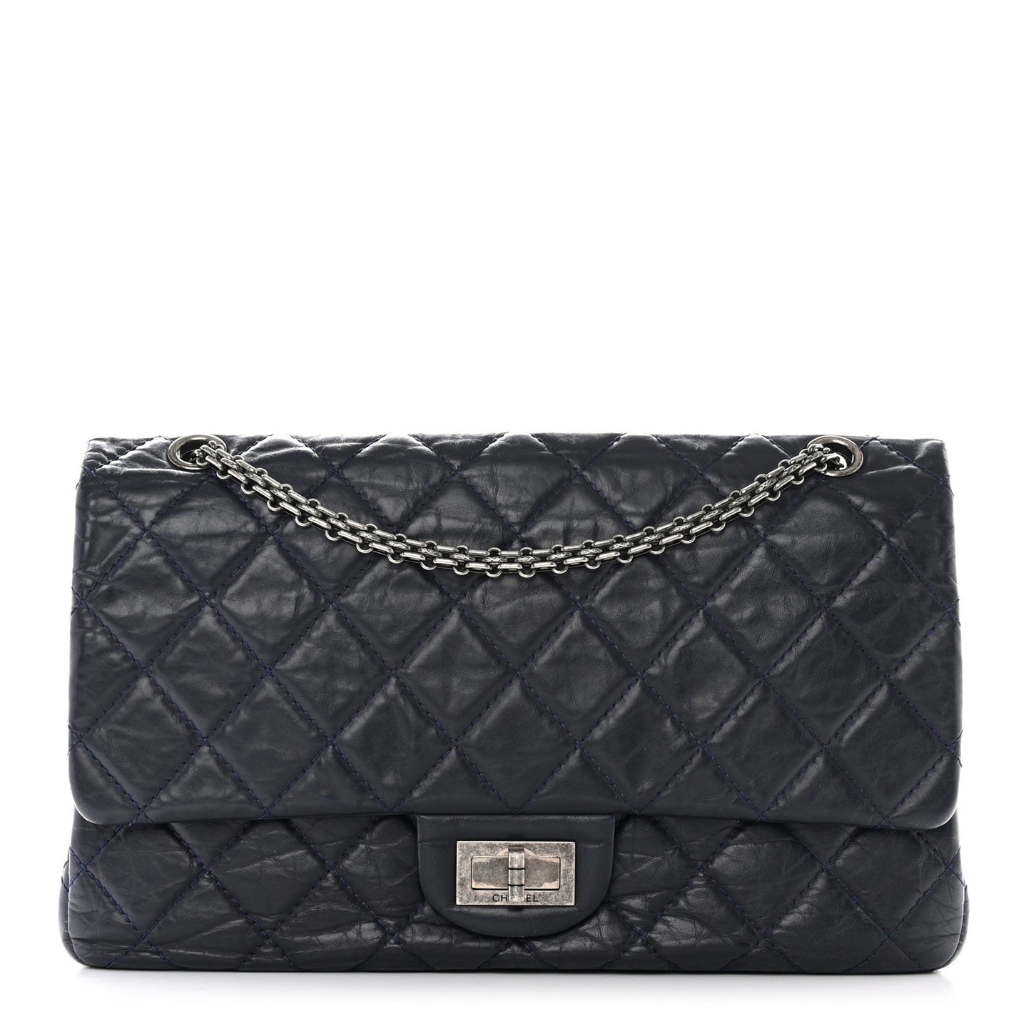Aged Calfskin Quilted 2.55 Reissue 227 Flap Navy