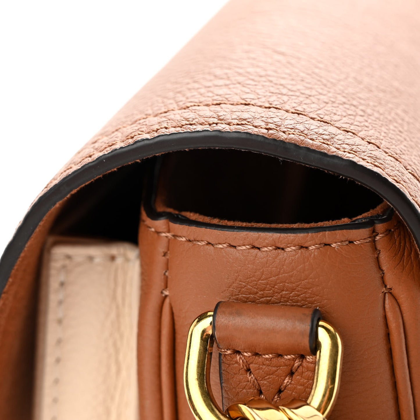 Grained Calfskin Lockme Tender Chataigne Brown
