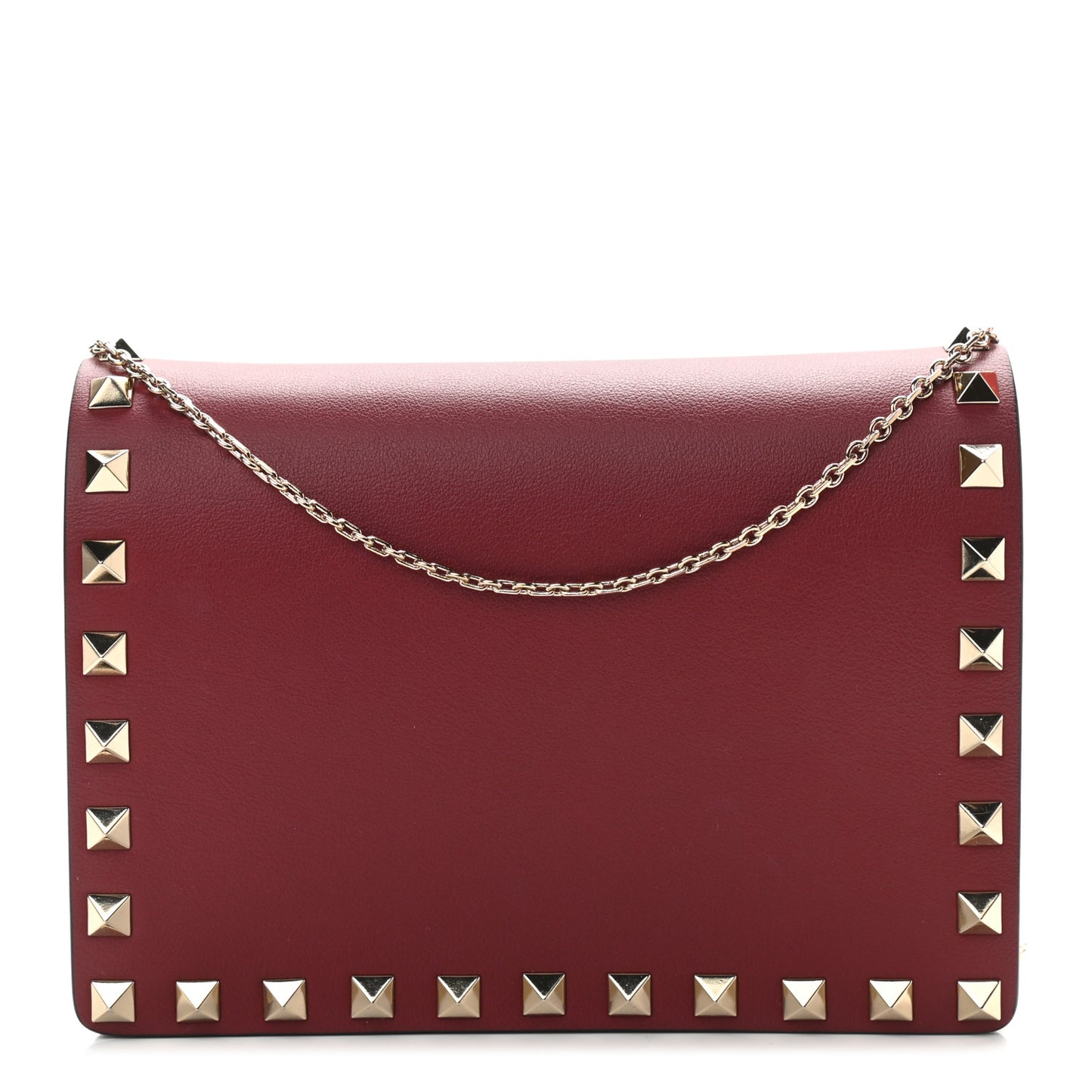Calfskin Rockstud Wallet on Chain Camelia