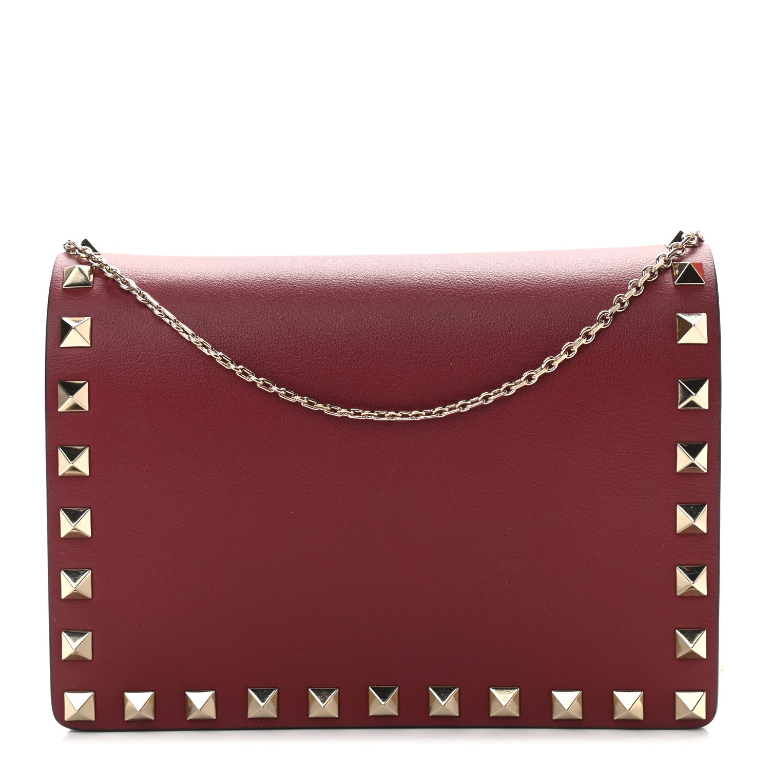 Valentino Garavani Calfskin Rockstud Wallet on Chain Camelia 1 of 11
