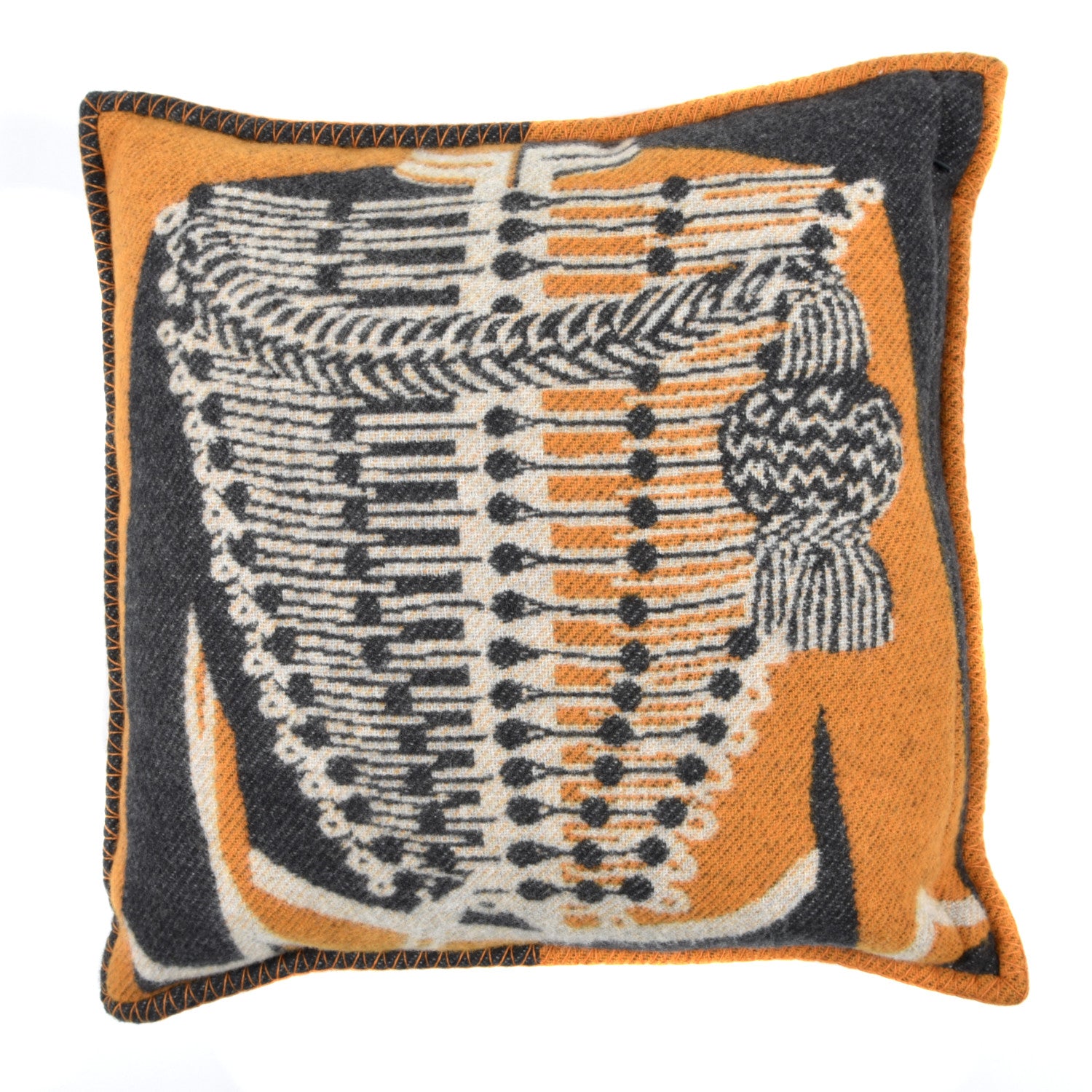 Hermes Wool Cashmere Brandebourgs Pillow Ambre Anthracite 2 of 3